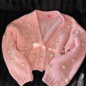 Sugar Thrillz Pink Pearl Knit Cardigan M/L